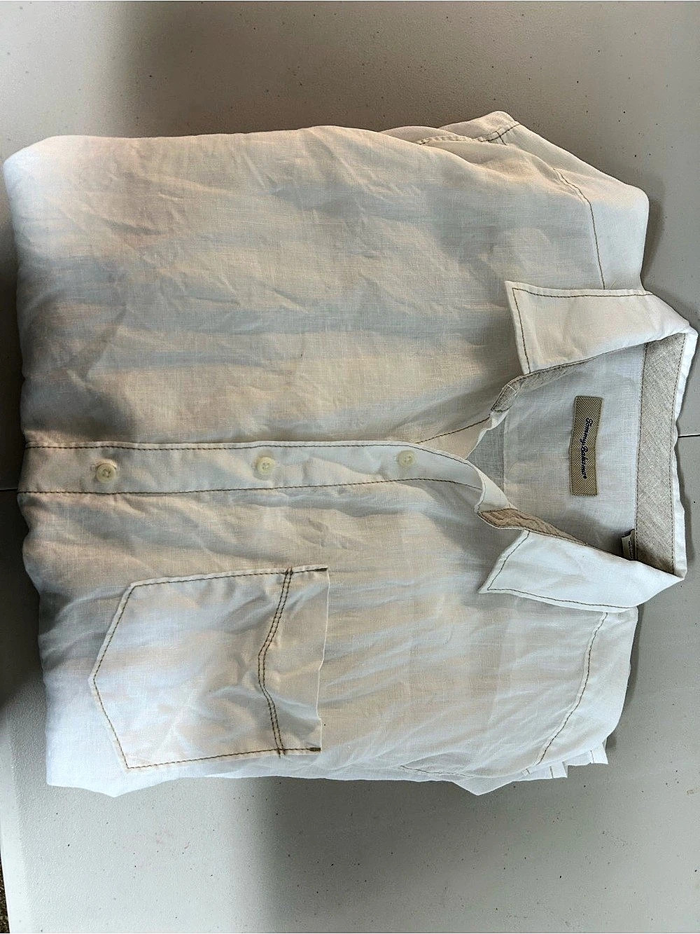 Tommy Bahama Men’s XL White Linen Short Sleeve Button Up Shirt